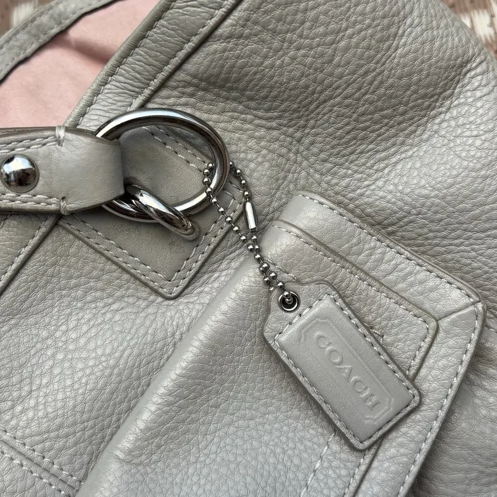 Coach Penelope Gray Soft Pebbled Leather Carryall Satchel Bag Preowned Worn